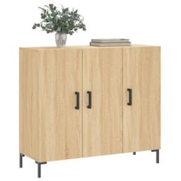Berkfield Home Sideboard Sonoma Oak 90x34x80 cm Engineered Wood in Light Oak - Size: 90 x 34 x 80 cm - thumbnail 1