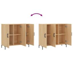 Berkfield Home Sideboard Sonoma Oak 90x34x80 cm Engineered Wood in Light Oak - Size: 90 x 34 x 80 cm - thumbnail 9