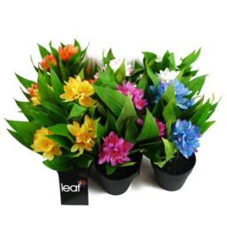Leaf Artificial 3x 18cm Freesia Plants Pink, Orange, Yellow Flowering in Green - Size: 3x 18 cm - thumbnail 9
