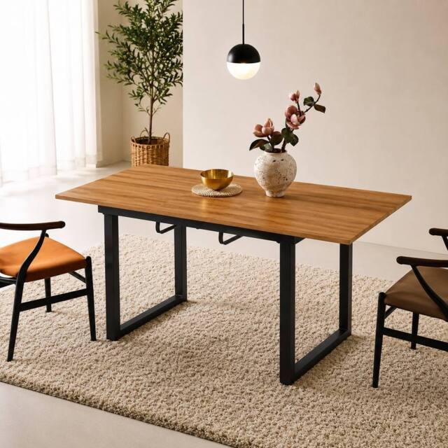 HomeTouch Modern Walnut Extendable Kitchen Dining Table 140/180cm - Size: 140 cm x 80 cm - image 1