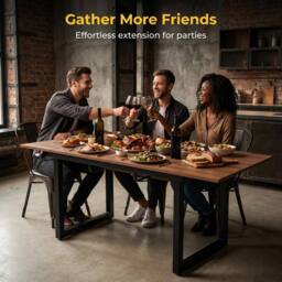 HomeTouch Modern Walnut Extendable Kitchen Dining Table 140/180cm - Size: 140 cm x 80 cm - thumbnail 6