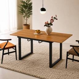HomeTouch Modern Walnut Extendable Kitchen Dining Table 140/180cm - Size: 140 cm x 80 cm - thumbnail 1