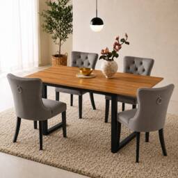 HomeTouch Modern Walnut Extendable Kitchen Dining Table 140/180cm - Size: 140 cm x 80 cm - thumbnail 9