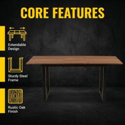HomeTouch Modern Walnut Extendable Kitchen Dining Table 140/180cm - Size: 140 cm x 80 cm - thumbnail 8