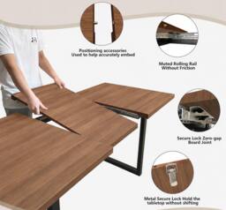 HomeTouch Modern Walnut Extendable Kitchen Dining Table 140/180cm - Size: 140 cm x 80 cm - thumbnail 3