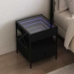 Berkfield Home Decorative Bedside Table with Infinity LED Black 40x40x51 cm - Size: 40 x 40 x 51 cm - thumbnail 2