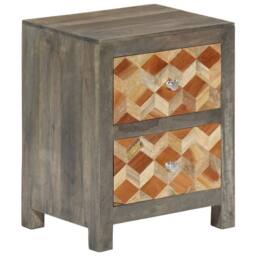 Berkfield Home Beautiful Bedside Cabinet Grey 40x30x50 cm Solid Mango Wood - Size: 40 x 30 x 50 cm - thumbnail 9