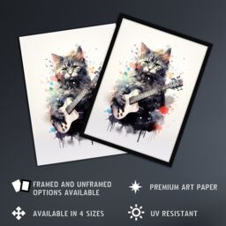 "Artery8 Wall Art Print Smelly Cat Lovers Gift Watercolour Pet Portrait Painting Artwork Art Framed - Size: W12"" x H16""" - thumbnail 2