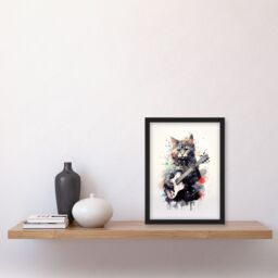 "Artery8 Wall Art Print Smelly Cat Lovers Gift Watercolour Pet Portrait Painting Artwork Art Framed - Size: W12"" x H16""" - thumbnail 4