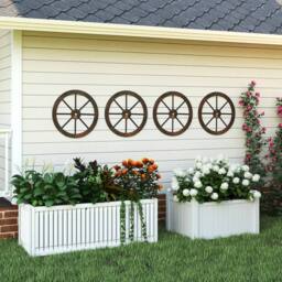 "Costway 2 Pieces Rustic 24"" Wood Wagon Wheels Vintage Wall Hanging Decoration in Brown" - thumbnail 6