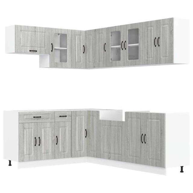 Berkfield Home 11 Piece Kitchen Cabinet Set Kalmar Grey Sonoma Engineered Wood - image 1
