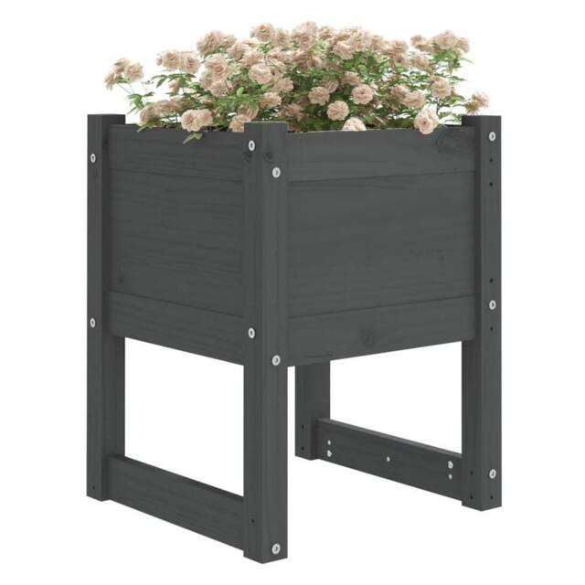 Berkfield Home Planter Grey 40x40x52.5 cm Solid Wood Pine - image 1