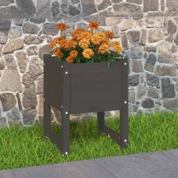 Berkfield Home Planter Grey 40x40x52.5 cm Solid Wood Pine - thumbnail 2