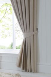 Fusion 'Dijon' Thermal & Blackout Fully Lined Pencil Pleat Curtains in Natural - Size: 168 cm width x 183 cm drop - thumbnail 3