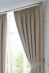 Fusion 'Dijon' Thermal & Blackout Fully Lined Pencil Pleat Curtains in Natural - Size: 168 cm width x 183 cm drop - thumbnail 2