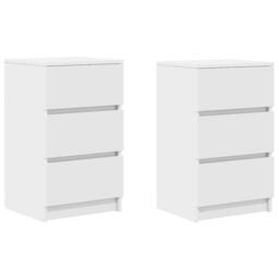 Berkfield Home Bedside Cabinets with 3 Drawers 2 pcs White 39x35x65 cm - Size: 39 x 35 x 65 cm - thumbnail 1