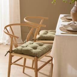 Yard Slub Cotton 2-Pack Plain Indoor/Outdoor Seat Pads in Dark Green - Size: 40 cm x 40 cm
