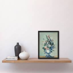 Artery8 Paul Cezanne Framed Wall Art Flowers in a Rococo Vase Still Life in Blue - Size: A4 - thumbnail 2