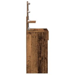 Berkfield Home Dressing Table with Mirror&LED Lights Old Wood Engineered Wood in Brown - thumbnail 6