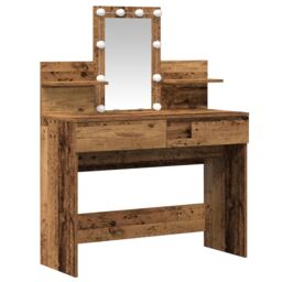 Berkfield Home Dressing Table with Mirror&LED Lights Old Wood Engineered Wood in Brown - thumbnail 2