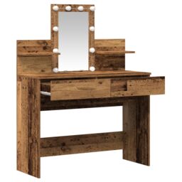 Berkfield Home Dressing Table with Mirror&LED Lights Old Wood Engineered Wood in Brown - thumbnail 4