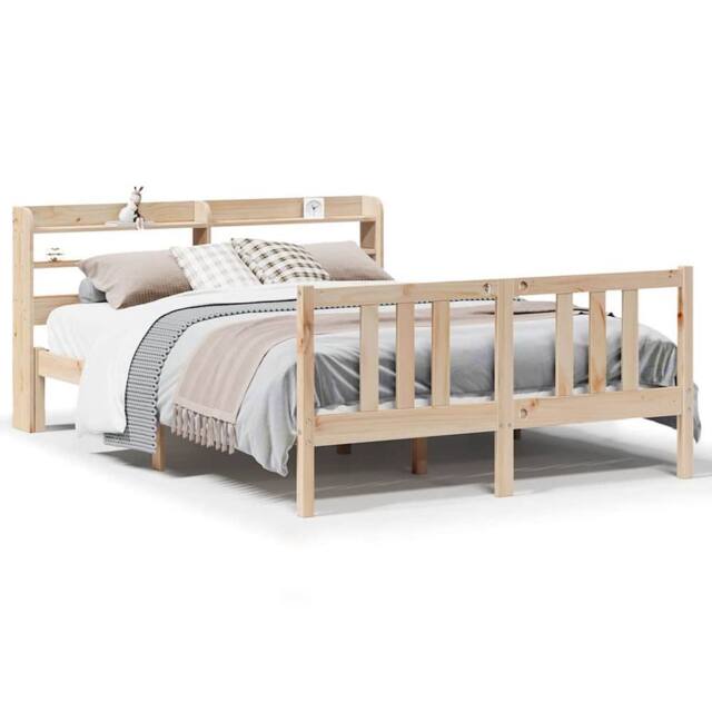 Berkfield Home Bed Frame with Headboard without Mattress 135x190 cm Double in Light Tan - image 1