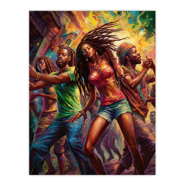 Artery8 Wall Art Print Reggaeton Urban Latin Street Dance Reggae Music Latin American Dance Hall Painting Rhythm Body Energy Theatre Arts Artwork - image 1
