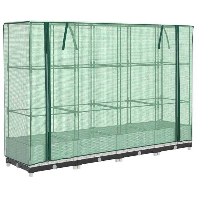 Berkfield Home Raised Bed with Greenhouse Cover Rattan Look 160x40x123 cm in White - Size: 160 x 40 x 123 cm - image 1