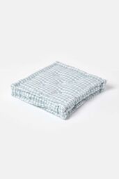 Homescapes Cotton Gingham Check Floor Cushion in Blue - Size: 40 cm x 40 cm - thumbnail 1