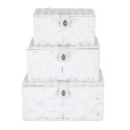 Red Hamper Set of 3 Twisted White Paper Rope Storage Basket in Off-White - thumbnail 2