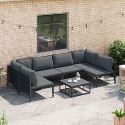 Berkfield Home Garden Sofa Set 7 pcs Anthracite Steel - thumbnail 3