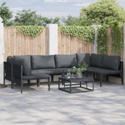 Berkfield Home Garden Sofa Set 7 pcs Anthracite Steel