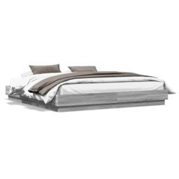 Berkfield Home Durable Bed Frame with LED without Mattress Grey Sonoma 200x200 cm - thumbnail 5