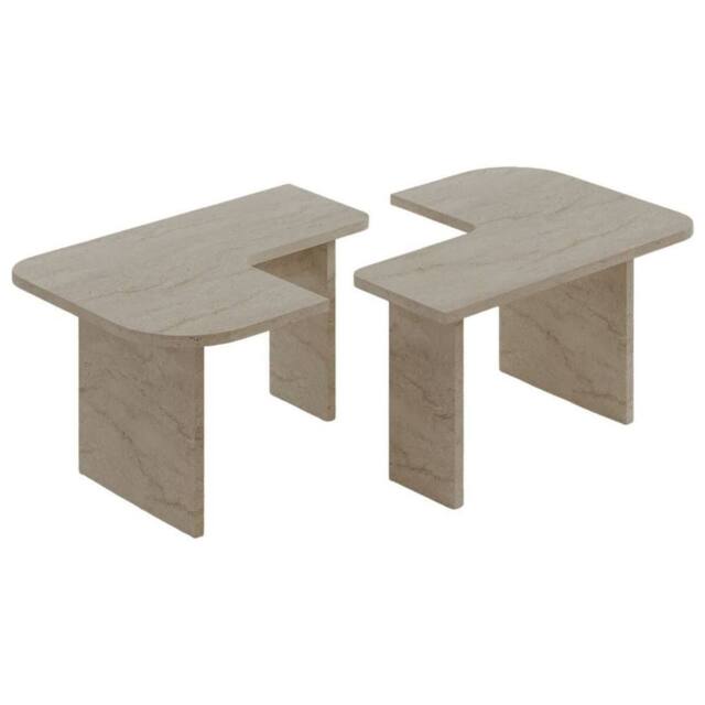 CALICOSY Set Of 2 Coffee Tables, 90 Cm Wide - ADEL in Cream - Size: 2 Person - image 1