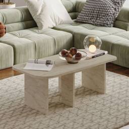 CALICOSY Set Of 2 Coffee Tables, 90 Cm Wide - ADEL in Cream - Size: 2 Person - thumbnail 2