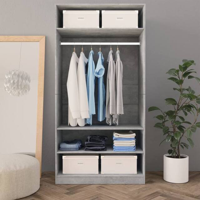 Berkfield Home Wardrobe Concrete Grey 100x50x200 cm Engineered Wood - Size: 100 x 50 x 200 cm - image 1