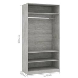 Berkfield Home Wardrobe Concrete Grey 100x50x200 cm Engineered Wood - Size: 100 x 50 x 200 cm - thumbnail 7
