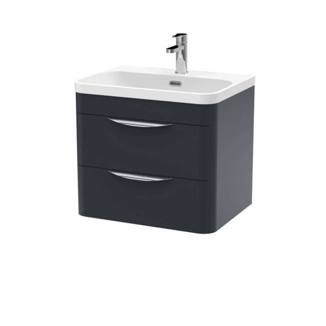 Balterley Wave 600mm Wall Hung 2 Drawer Unit with Ceramic Basin - Dark Grey - image 1
