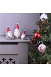 Netagon Festive Ceramic Christmas Gonk Family Ornaments - Set of 3 in Grey