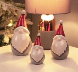 Netagon Festive Ceramic Christmas Gonk Family Ornaments - Set of 3 in Grey - thumbnail 4