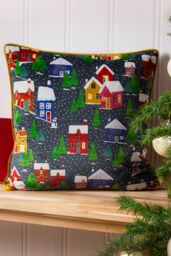 Furn Christmas Together Twilight Town Printed Piped Velvet Cushion - Size: 43 cm x 43 cm - thumbnail 4