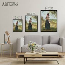 "Artery8 Young Woman in a Yellow Jacket Winslow Homer Framed Canvas Wall Art in Green - Size: W18"" x H24""" - thumbnail 4