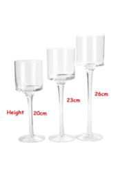 Garden Sanctuary Set of 3 Glass Candlestick Tealight Candle Holders Table Centrepiece in Clear - thumbnail 5