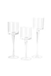 Garden Sanctuary Set of 3 Glass Candlestick Tealight Candle Holders Table Centrepiece in Clear - thumbnail 4