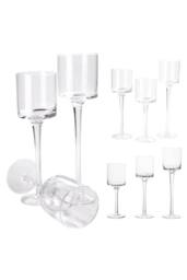 Garden Sanctuary Set of 3 Glass Candlestick Tealight Candle Holders Table Centrepiece in Clear - thumbnail 2
