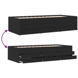 Berkfield Home Versatile Daybed with Drawers without Mattress Black 100x200 cm - thumbnail 8