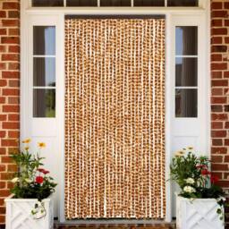 Berkfield Home Fly Curtain Ochre & White 118x220 cm Chenille in Yellow