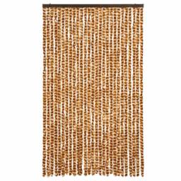 Berkfield Home Fly Curtain Ochre & White 118x220 cm Chenille in Yellow - thumbnail 3