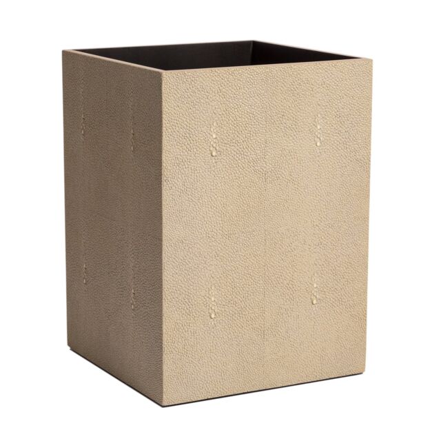 Posh Trading Company Chelsea Waste Basket - Faux Shagreen Natural in Beige - image 1