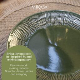 Mikasa Jardin 12-Piece Stoneware Dinner Set, Green in Dark Green - thumbnail 8